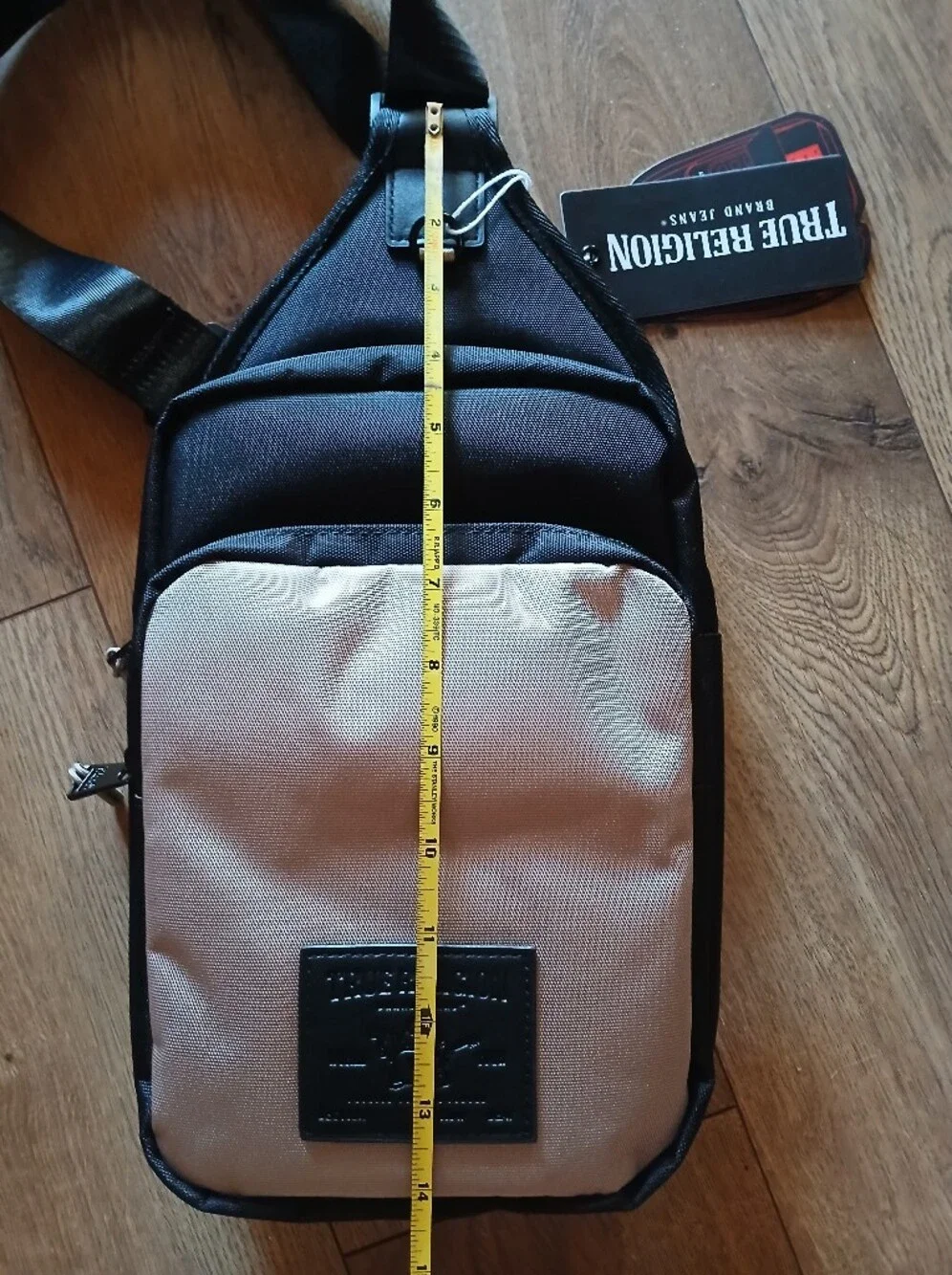 True Religion Men’s Sling Bag - Black and Tan NWT